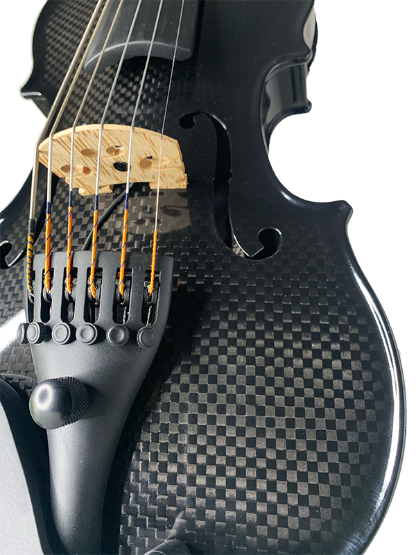 E-Geige 6 Saiten Carbon Schwarz Nahaufnahme